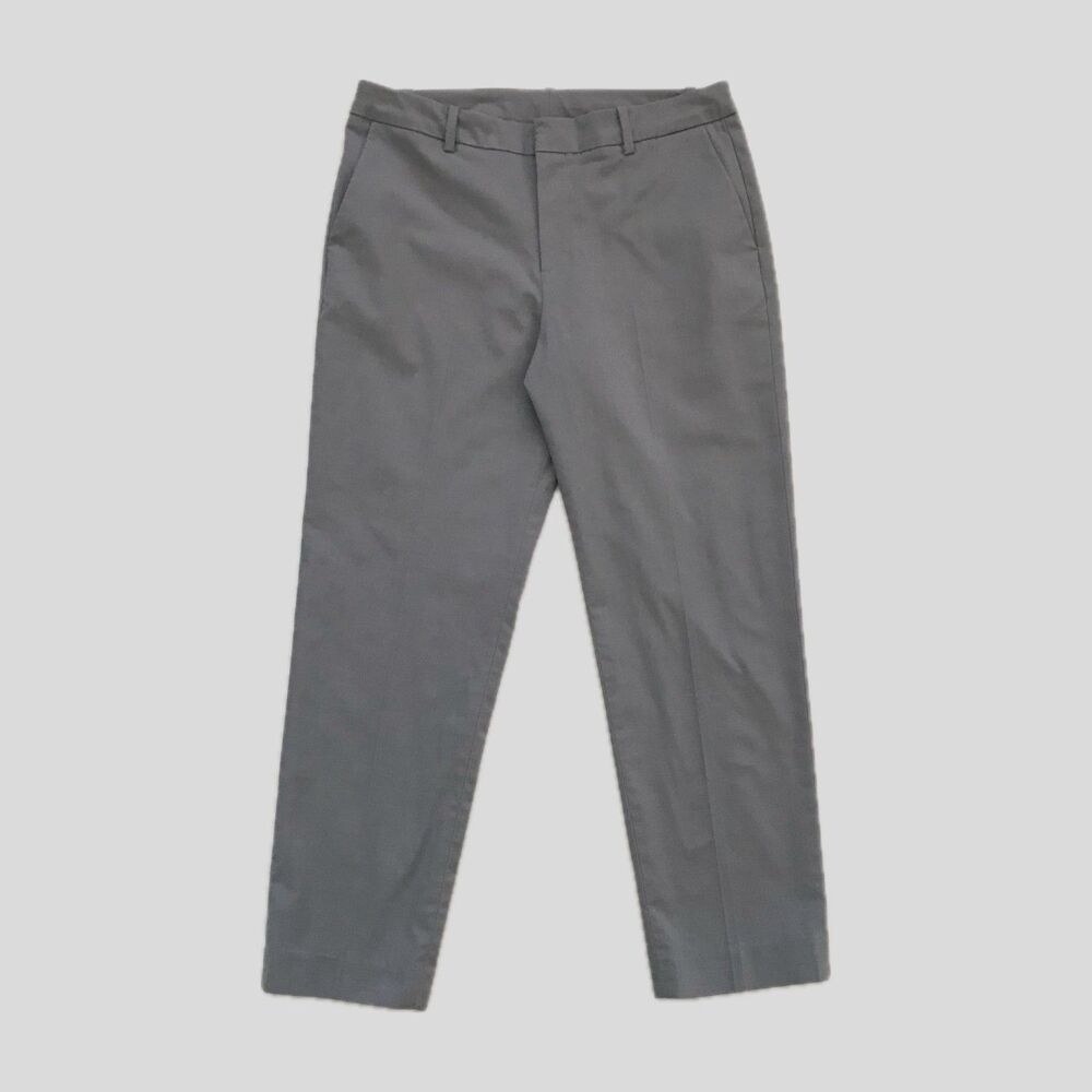 Uniqlo Gray Neutral Cotton Cropped Slim Fit Trousers Pants Womens Size S